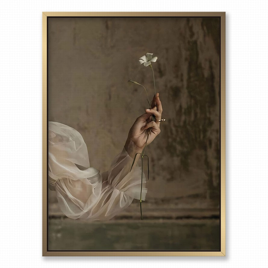 Hands Clutching Floral Peace Canvas