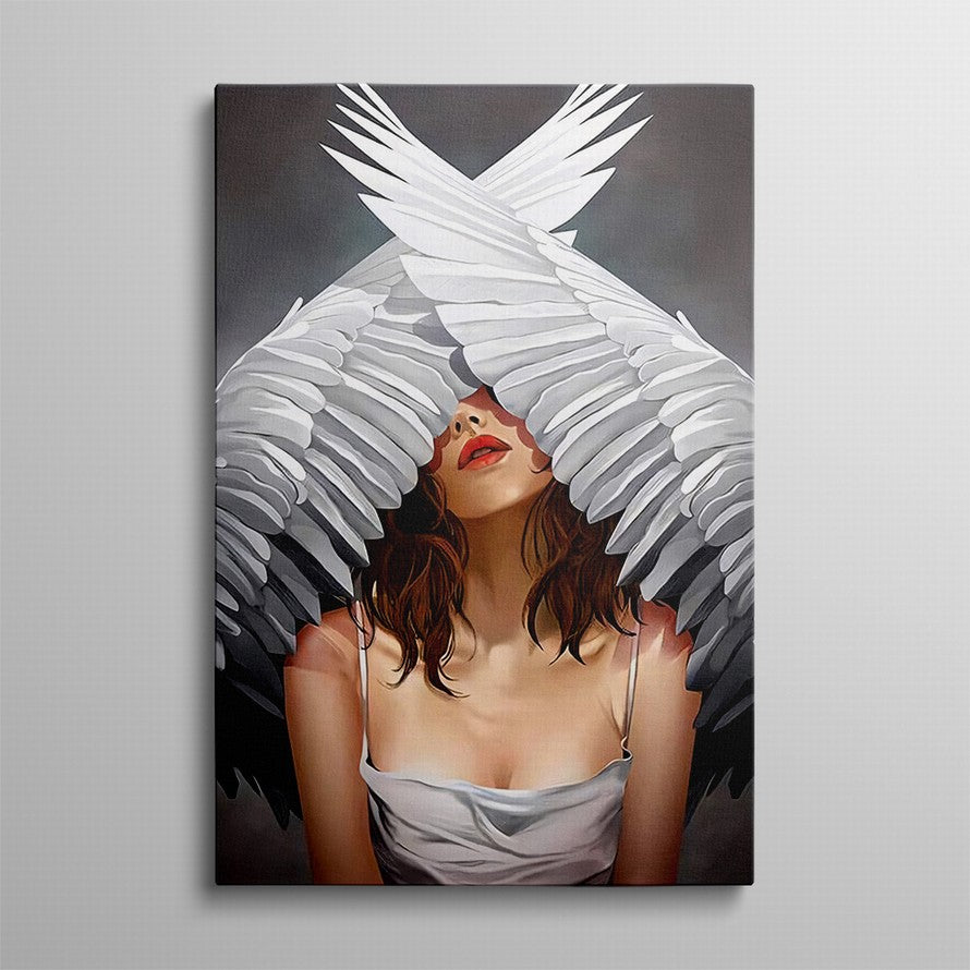 Hidden Gaze Among Feathers Canvas