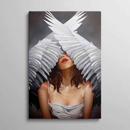 Hidden Gaze Among Feathers Canvas
