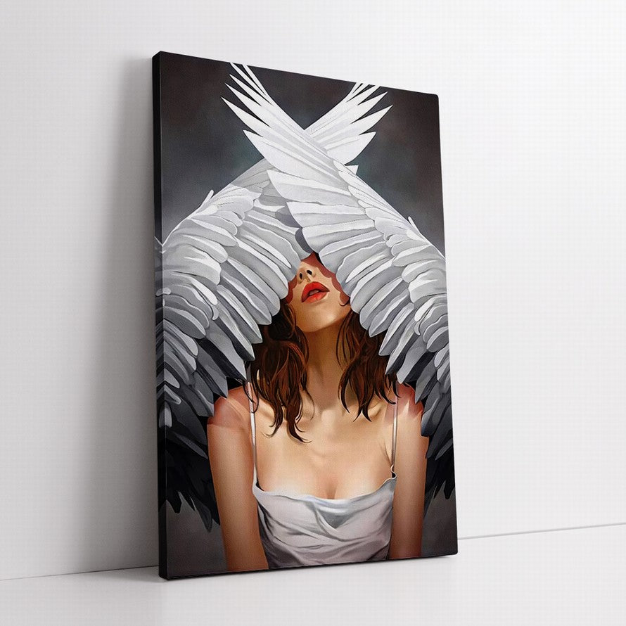Hidden Gaze Among Feathers Canvas