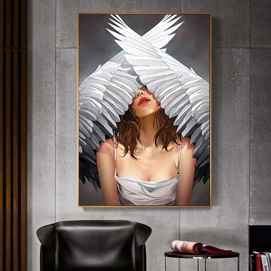 Hidden Gaze Among Feathers Canvas