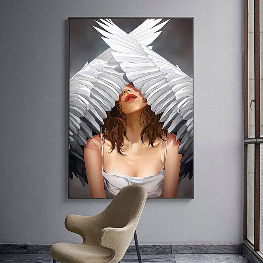 Hidden Gaze Among Feathers Canvas