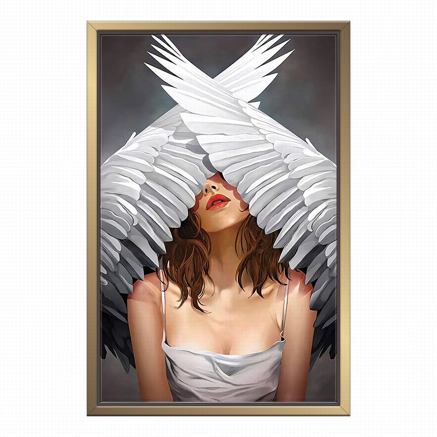Hidden Gaze Among Feathers Canvas