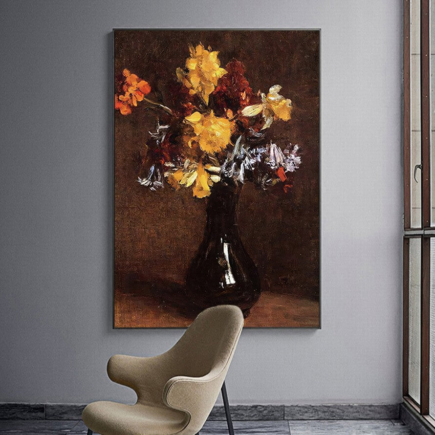 Amber Backdrop, Floral Dance Oil Canvas
