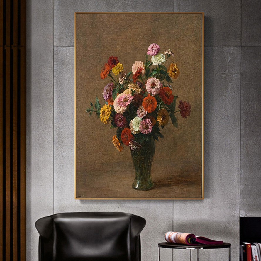 Eternal Amber Floral Embrace Oil Painting