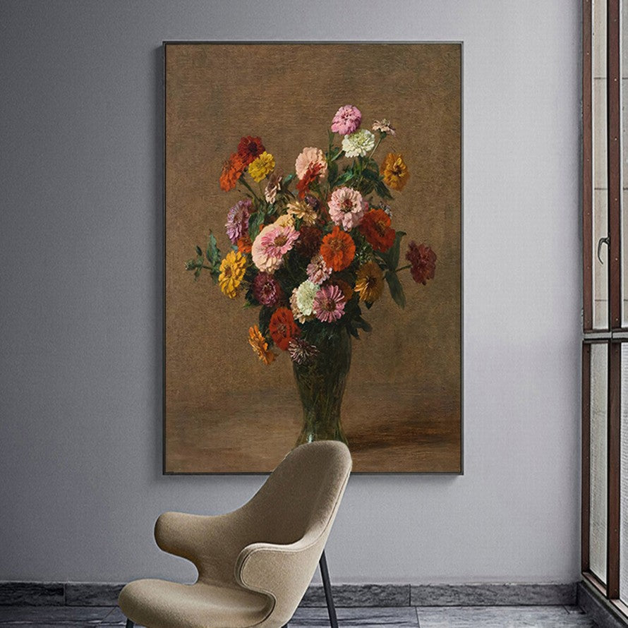 Eternal Amber Floral Embrace Oil Painting