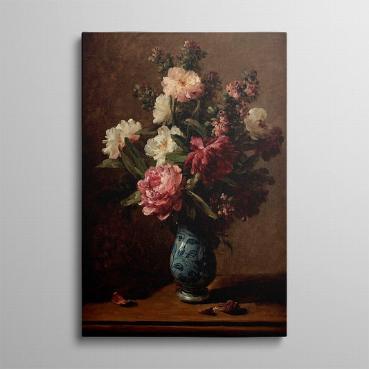 Floral Whispers, Amber Embrace Oil Canvas