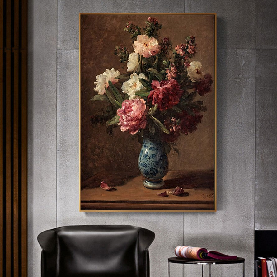 Floral Whispers, Amber Embrace Oil Canvas