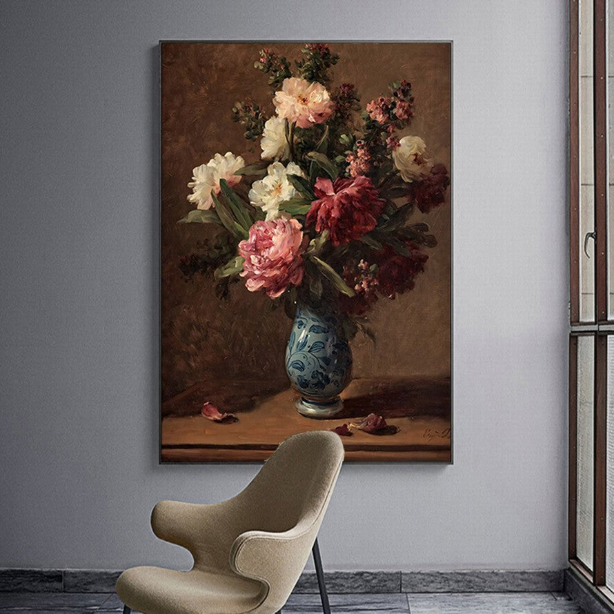Floral Whispers, Amber Embrace Oil Canvas