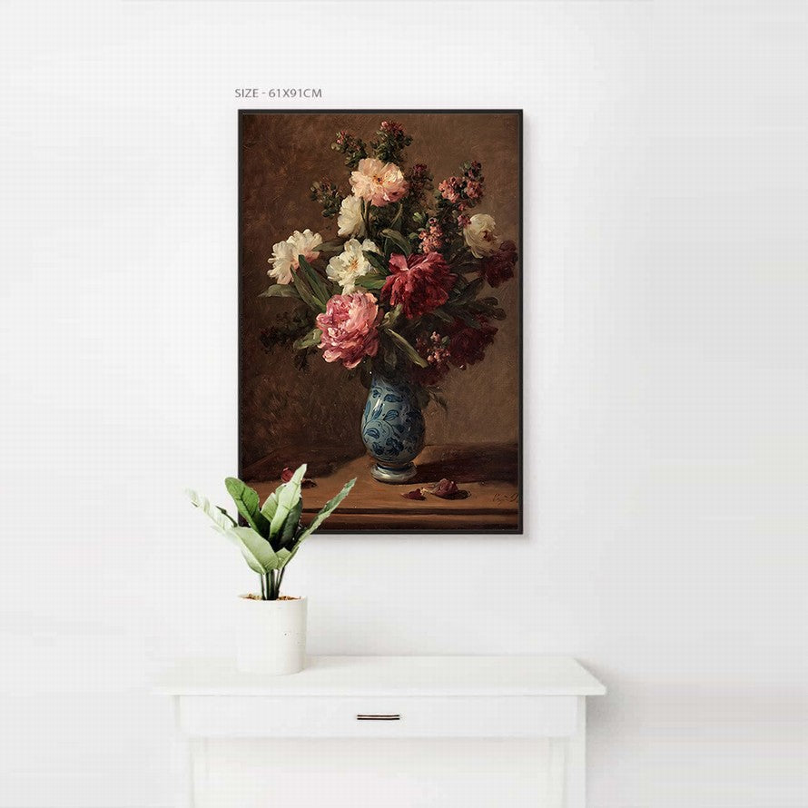 Floral Whispers, Amber Embrace Oil Canvas
