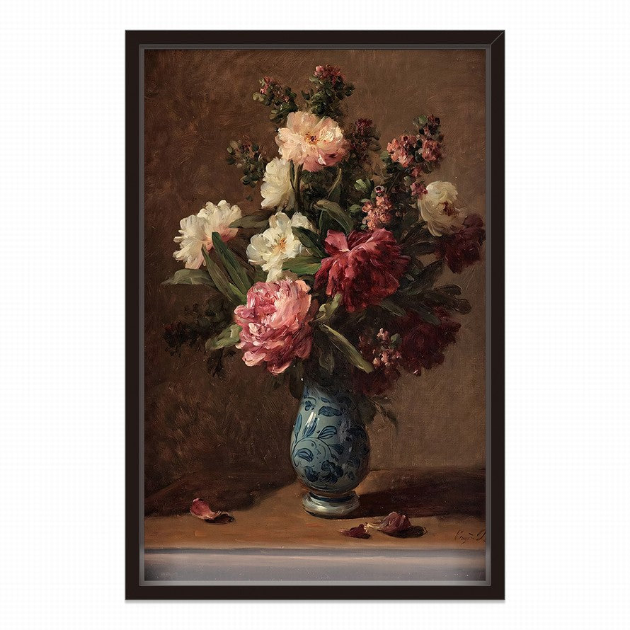 Floral Whispers, Amber Embrace Oil Canvas