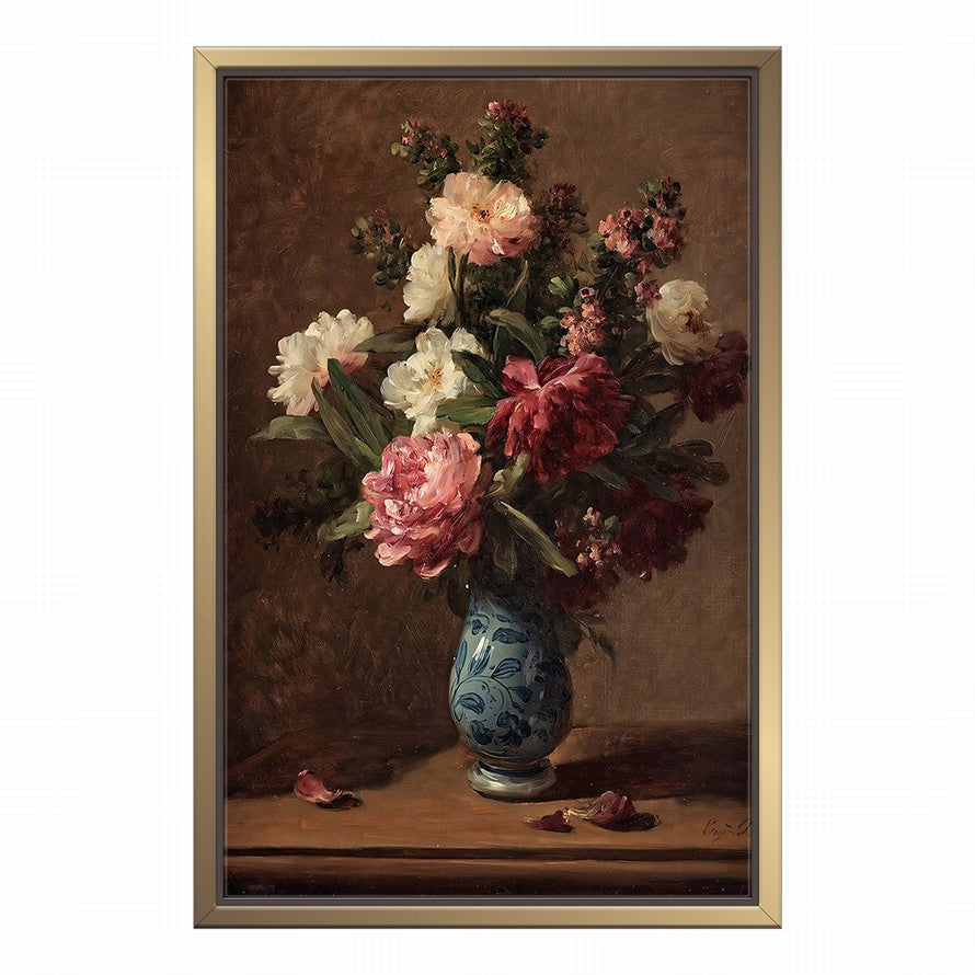 Floral Whispers, Amber Embrace Oil Canvas