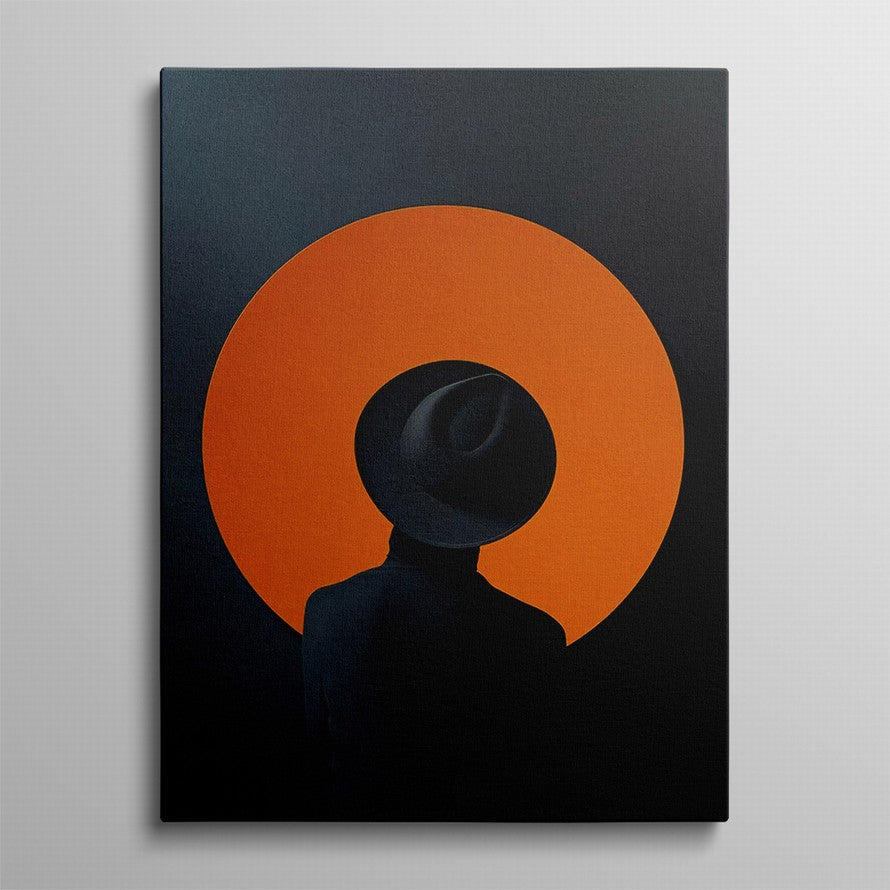 Black and Orange Woman with a Hat Canvas
