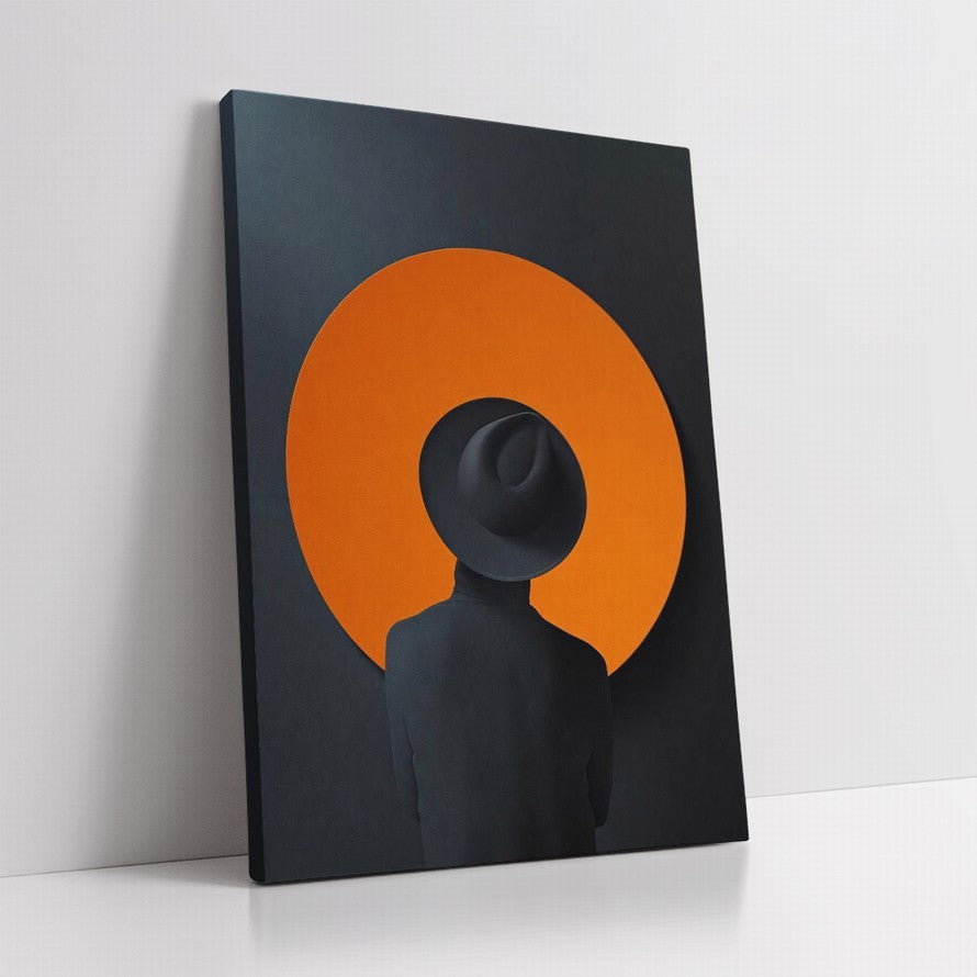 Black and Orange Woman with a Hat Canvas