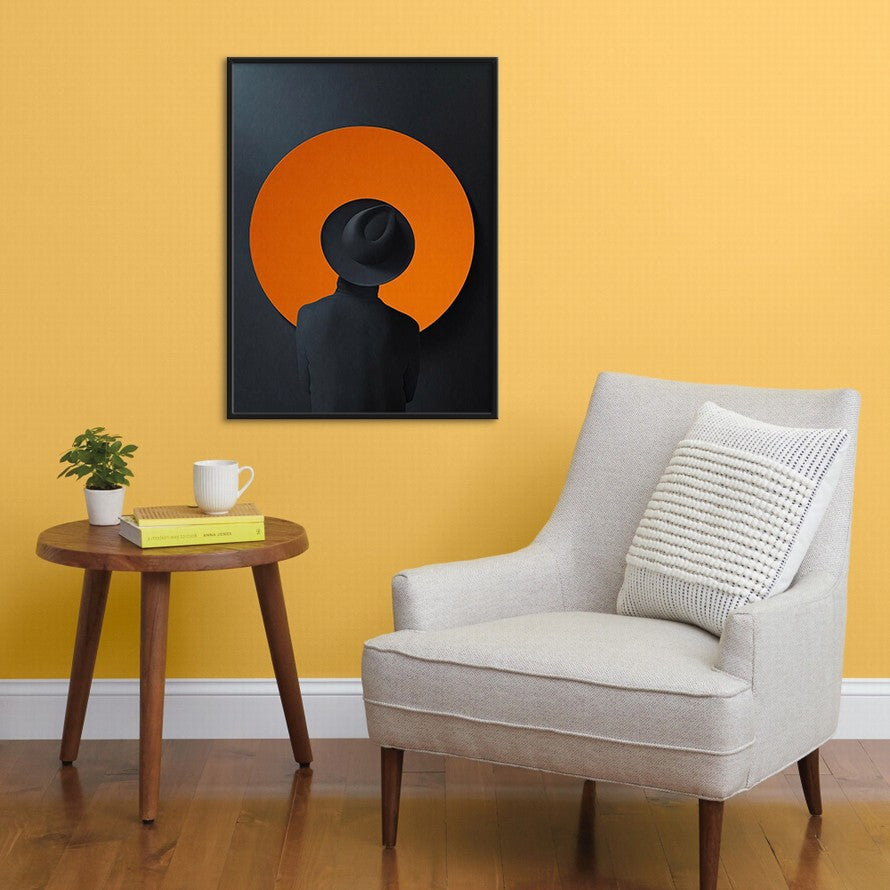 Black and Orange Woman with a Hat Canvas