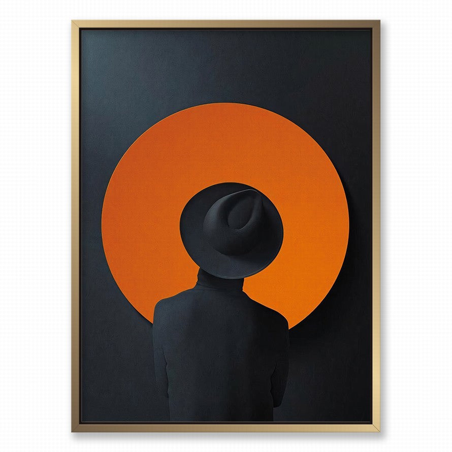 Black and Orange Woman with a Hat Canvas