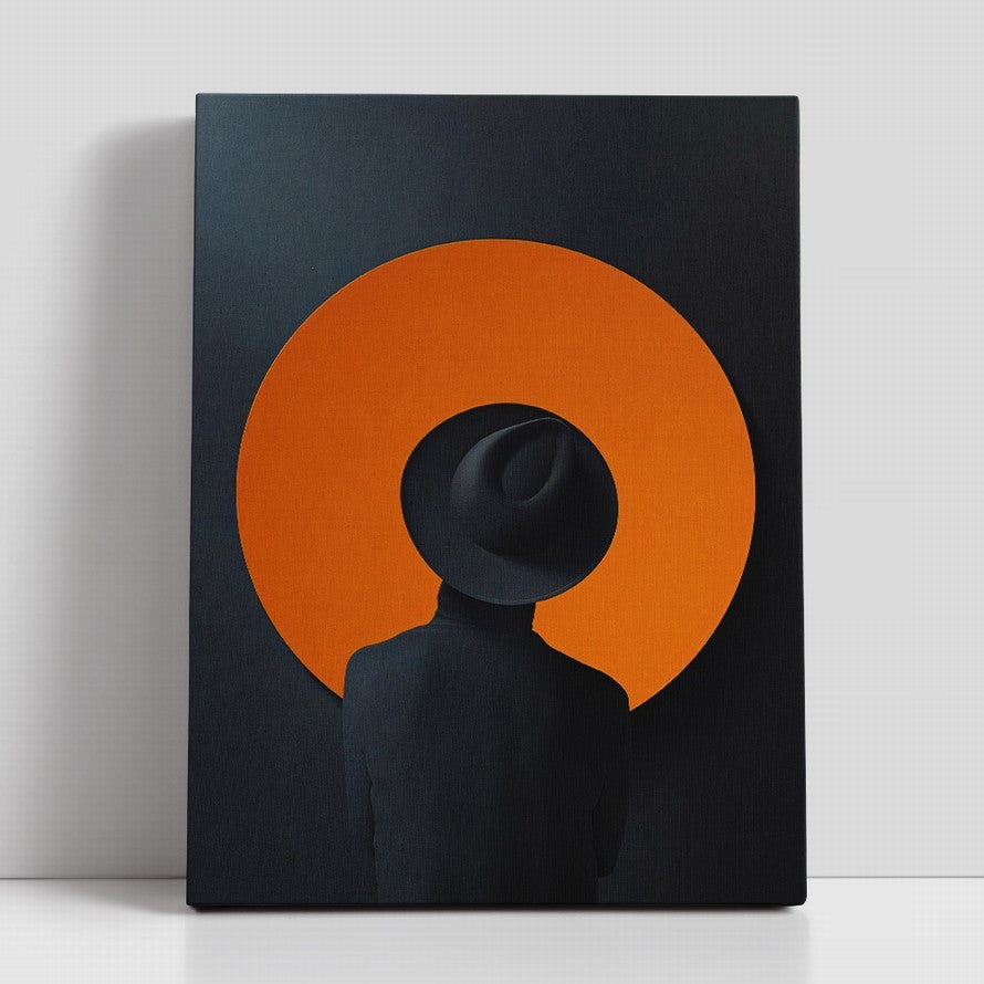 Black and Orange Woman with a Hat Canvas