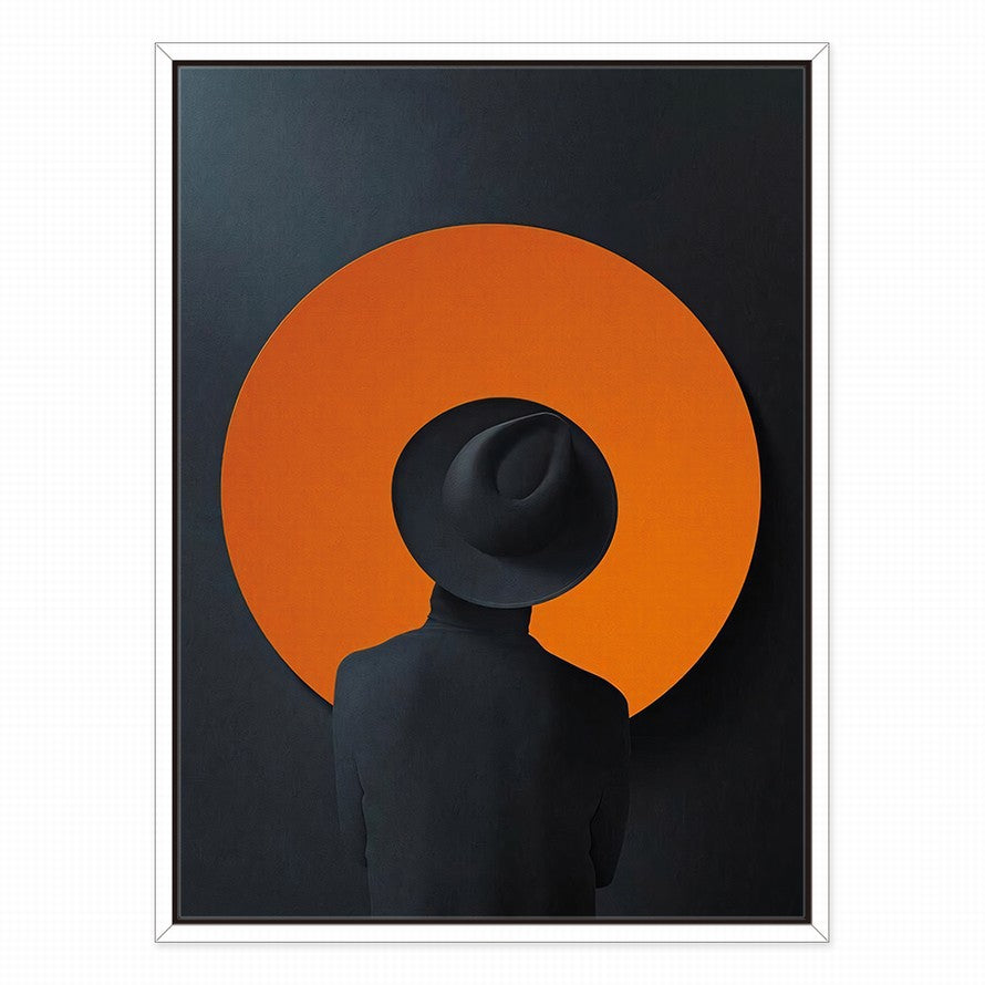 Black and Orange Woman with a Hat Canvas