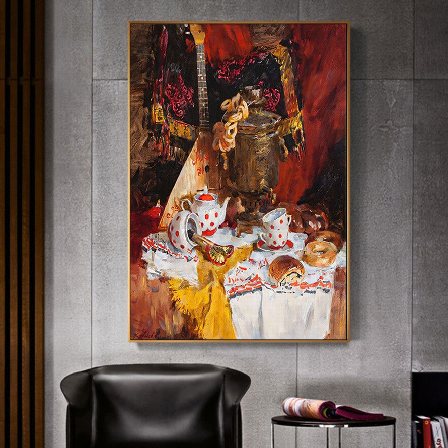 Rhythmic Hues, Vibrant Strings Oil Painting