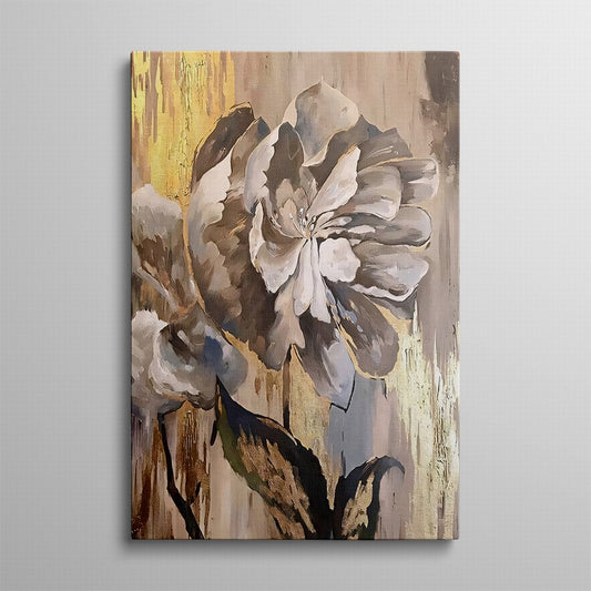 Gentle Beige Floral Hues Oil Painting