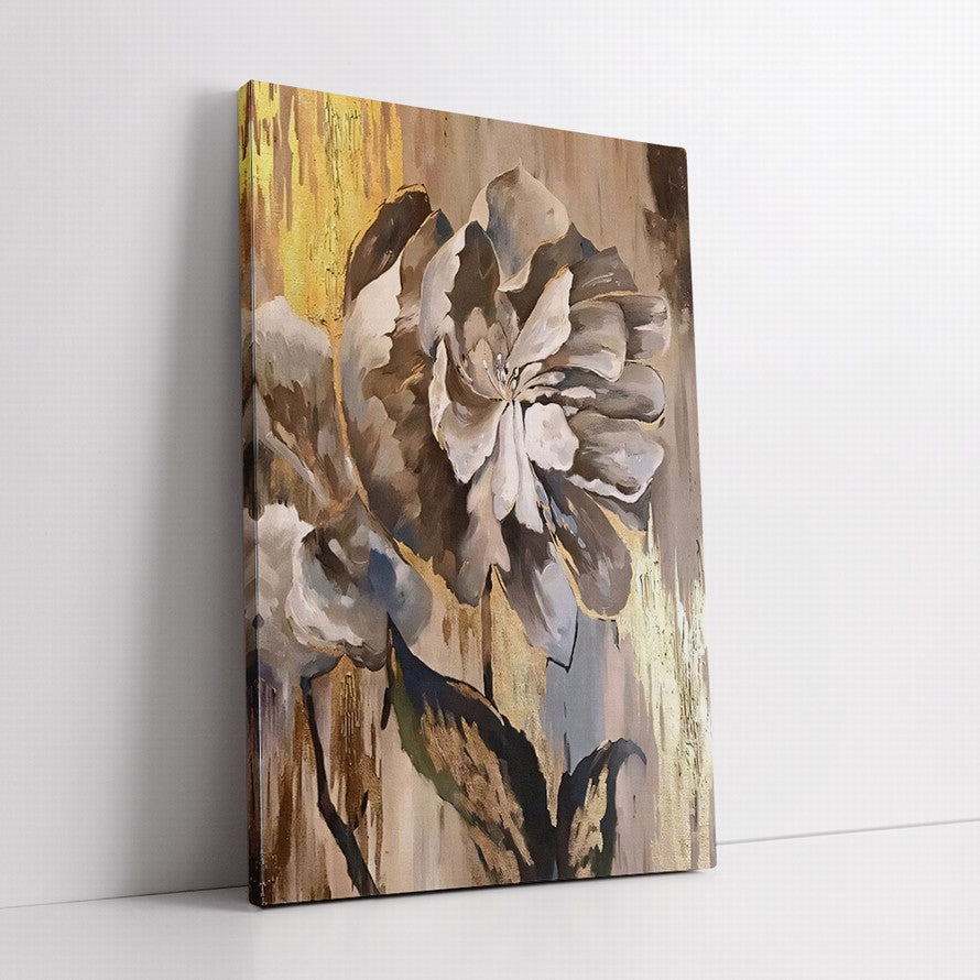 Gentle Beige Floral Hues Oil Painting