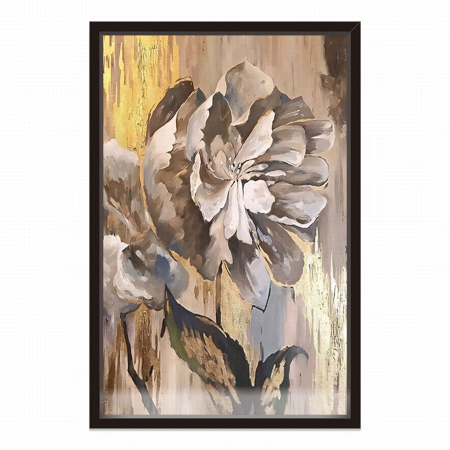 Gentle Beige Floral Hues Oil Painting