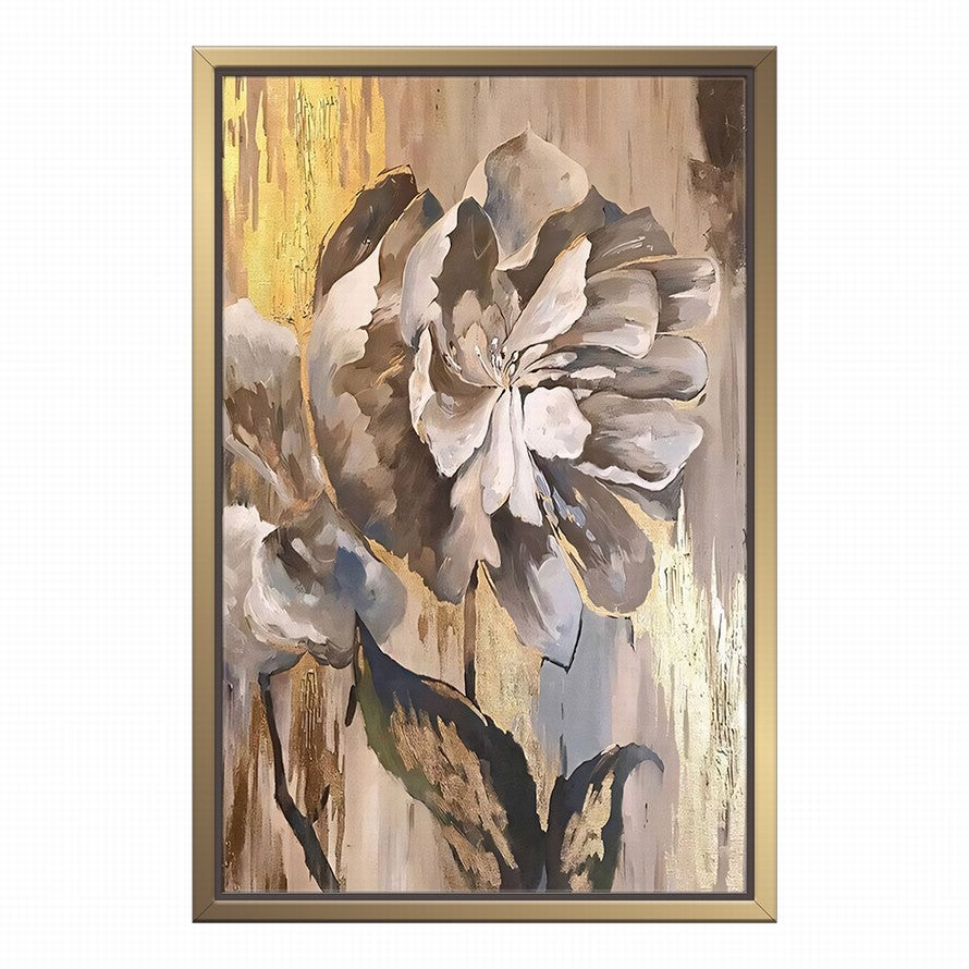 Gentle Beige Floral Hues Oil Painting