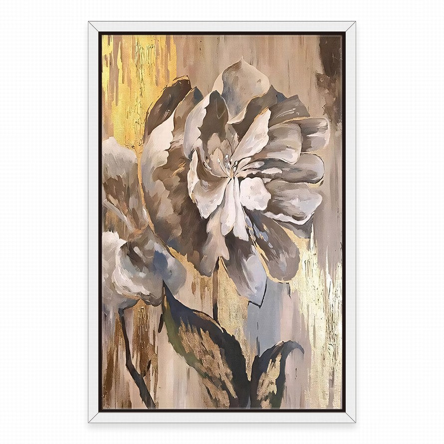 Gentle Beige Floral Hues Oil Painting