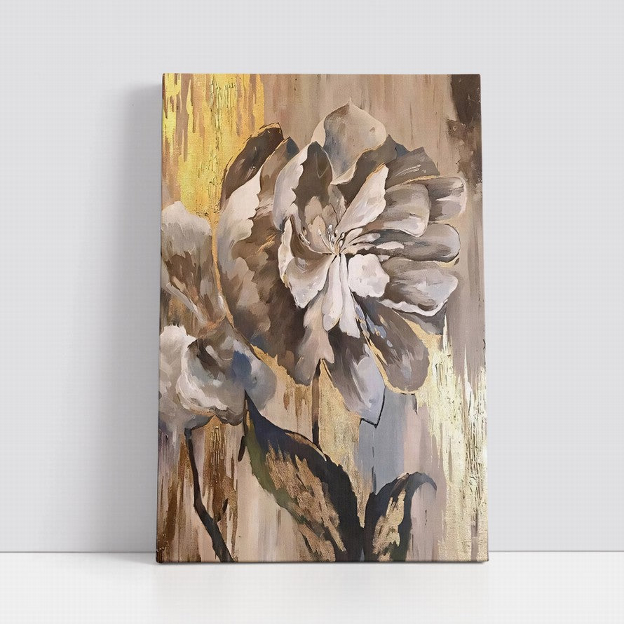 Gentle Beige Floral Hues Oil Painting