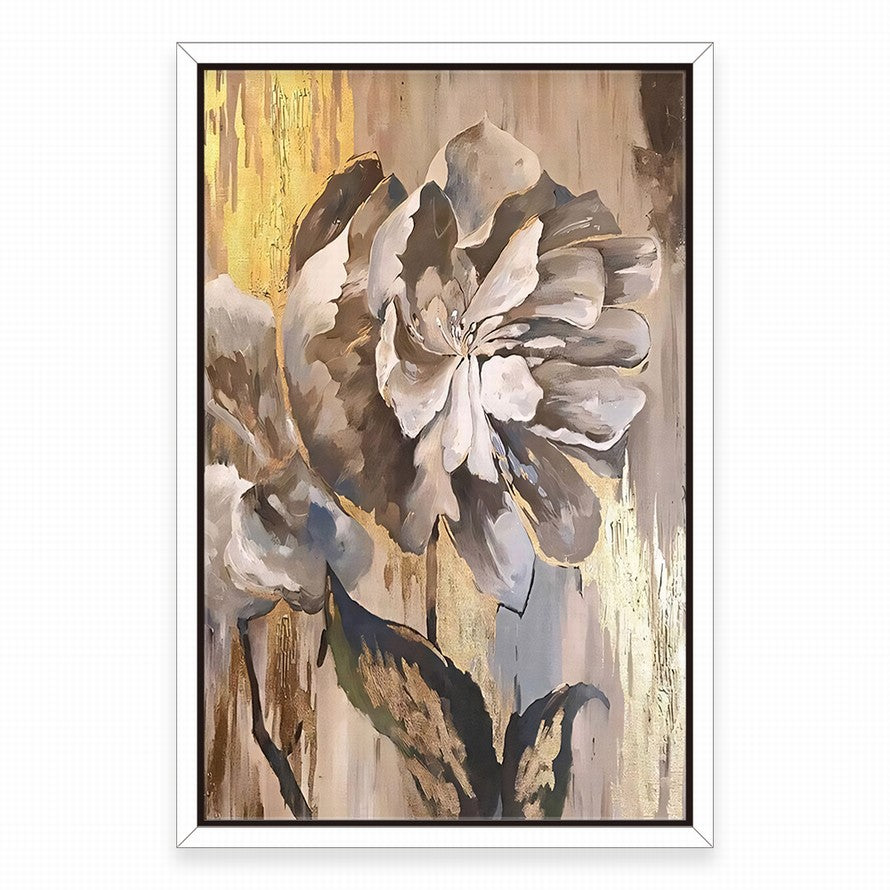 Gentle Beige Floral Hues Oil Painting