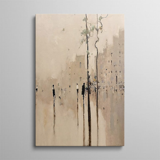 Walking in the Beige Street Oil Canvas