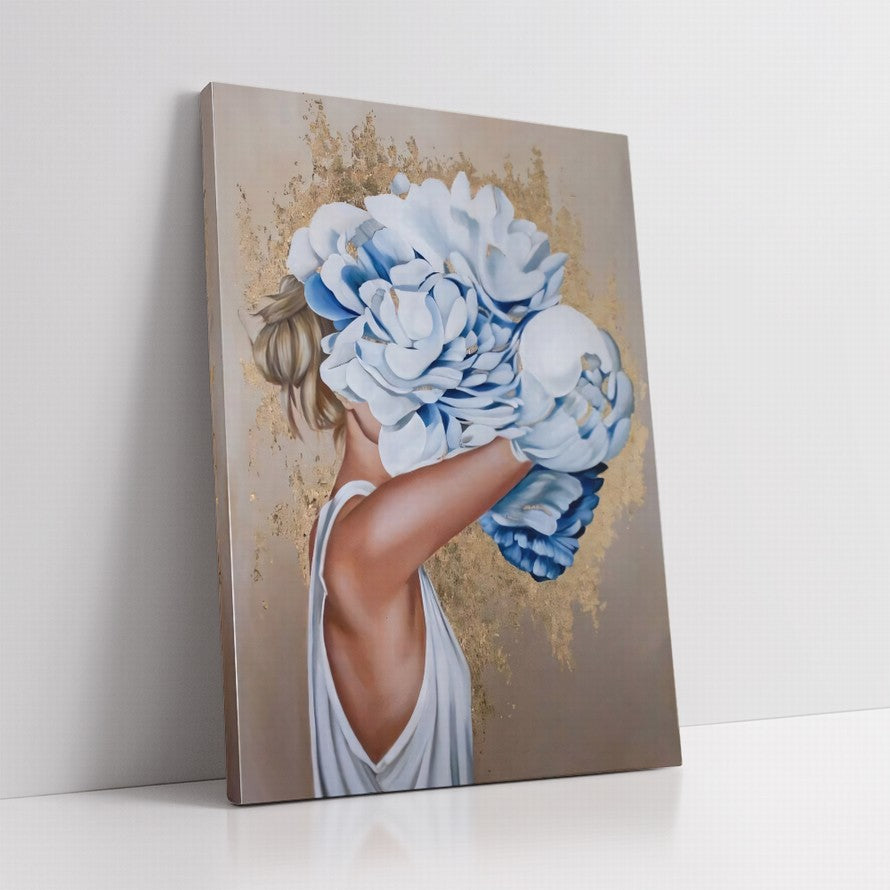 Veil of Blue Petals Oil Canvas