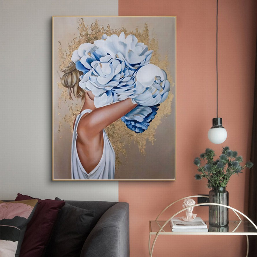 Veil of Blue Petals Oil Canvas