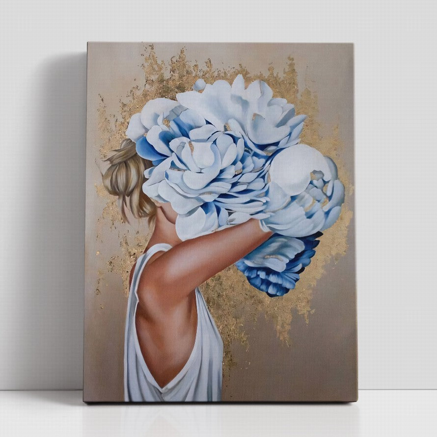 Veil of Blue Petals Oil Canvas