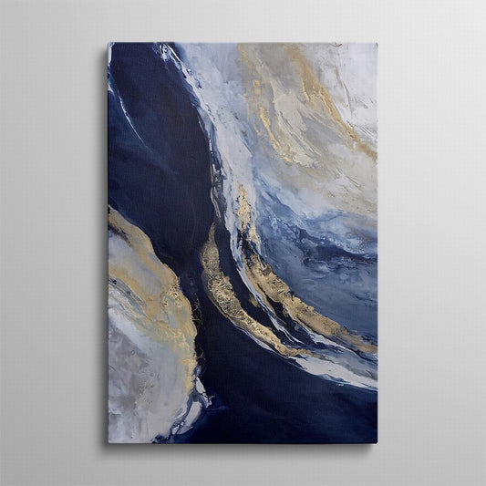 Waves of Blue Ocean Hues Oil Canvas