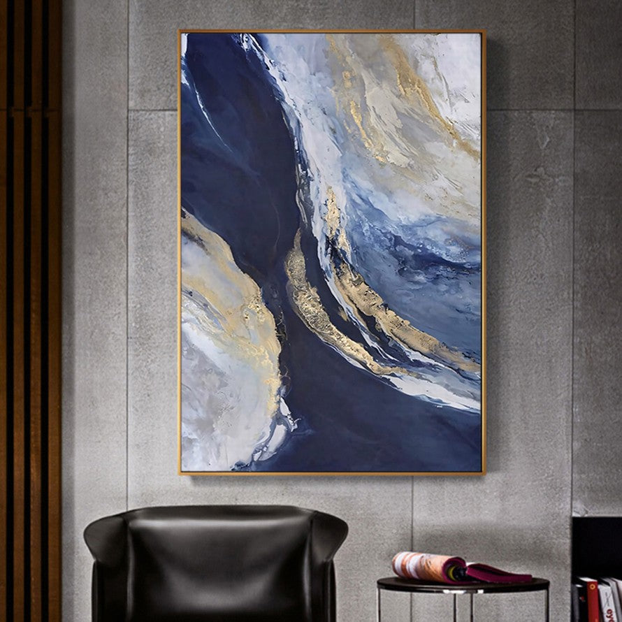 Waves of Blue Ocean Hues Oil Canvas