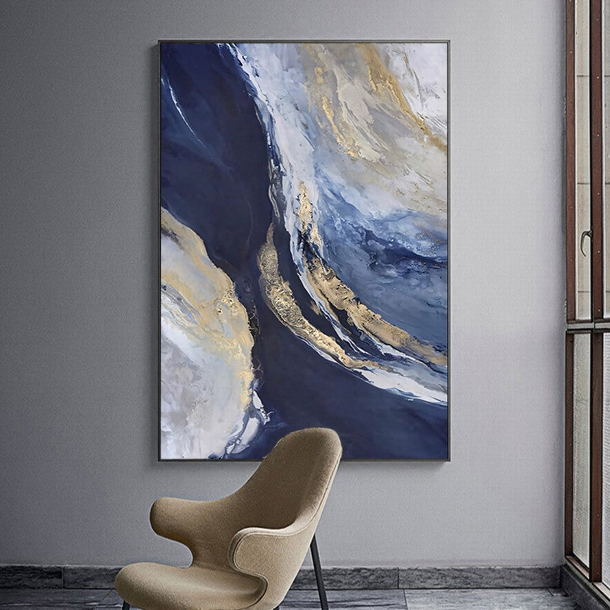 Waves of Blue Ocean Hues Oil Canvas