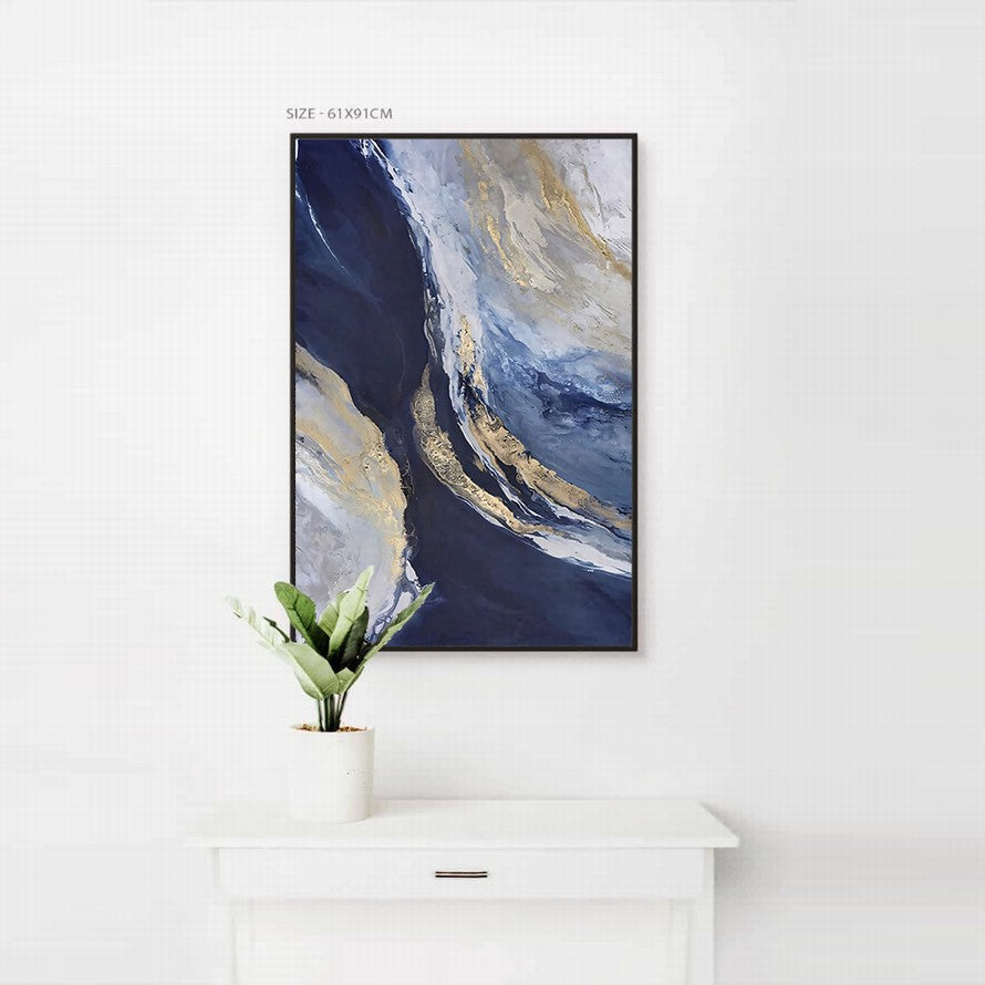 Waves of Blue Ocean Hues Oil Canvas