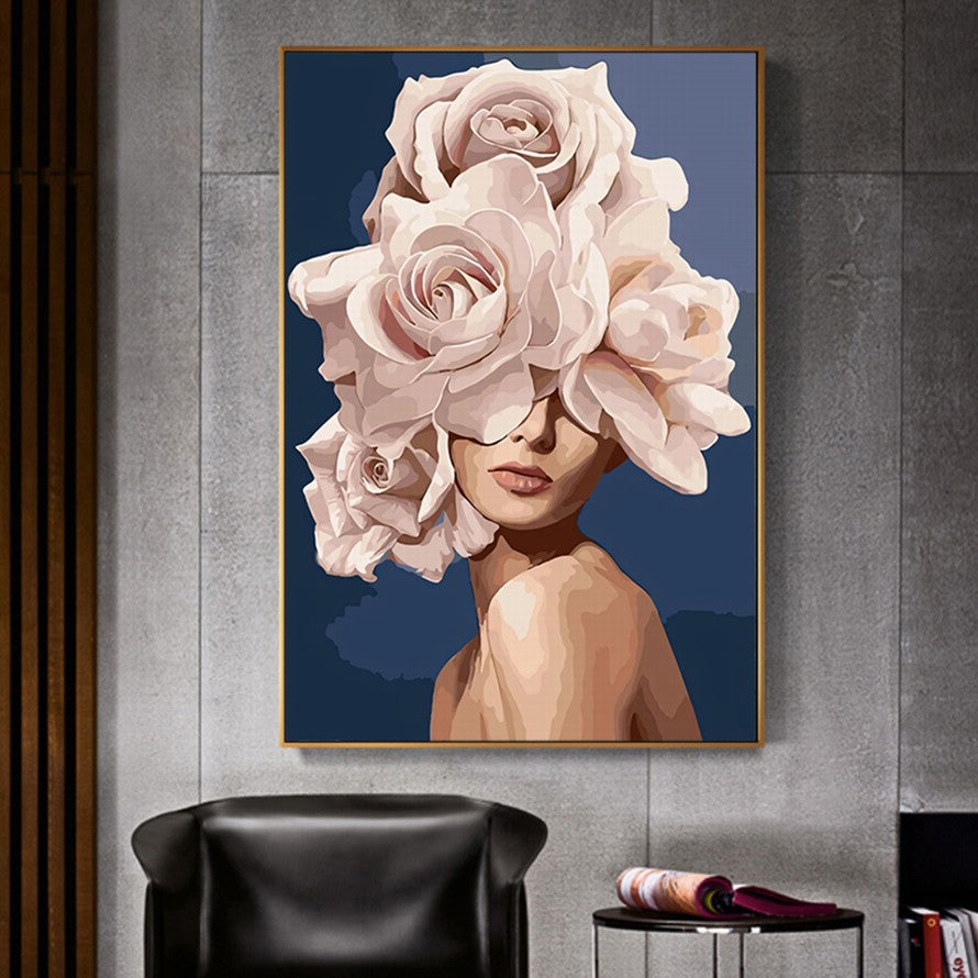 Pastel Pink Flower Blooms Oil Canvas