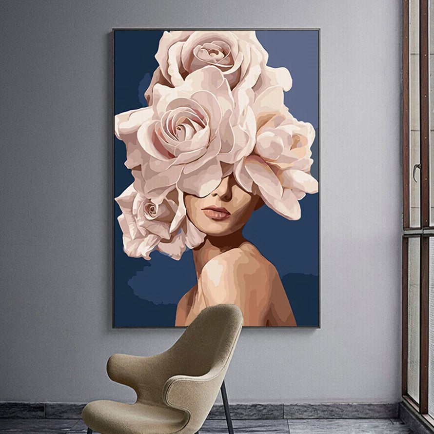 Pastel Pink Flower Blooms Oil Canvas