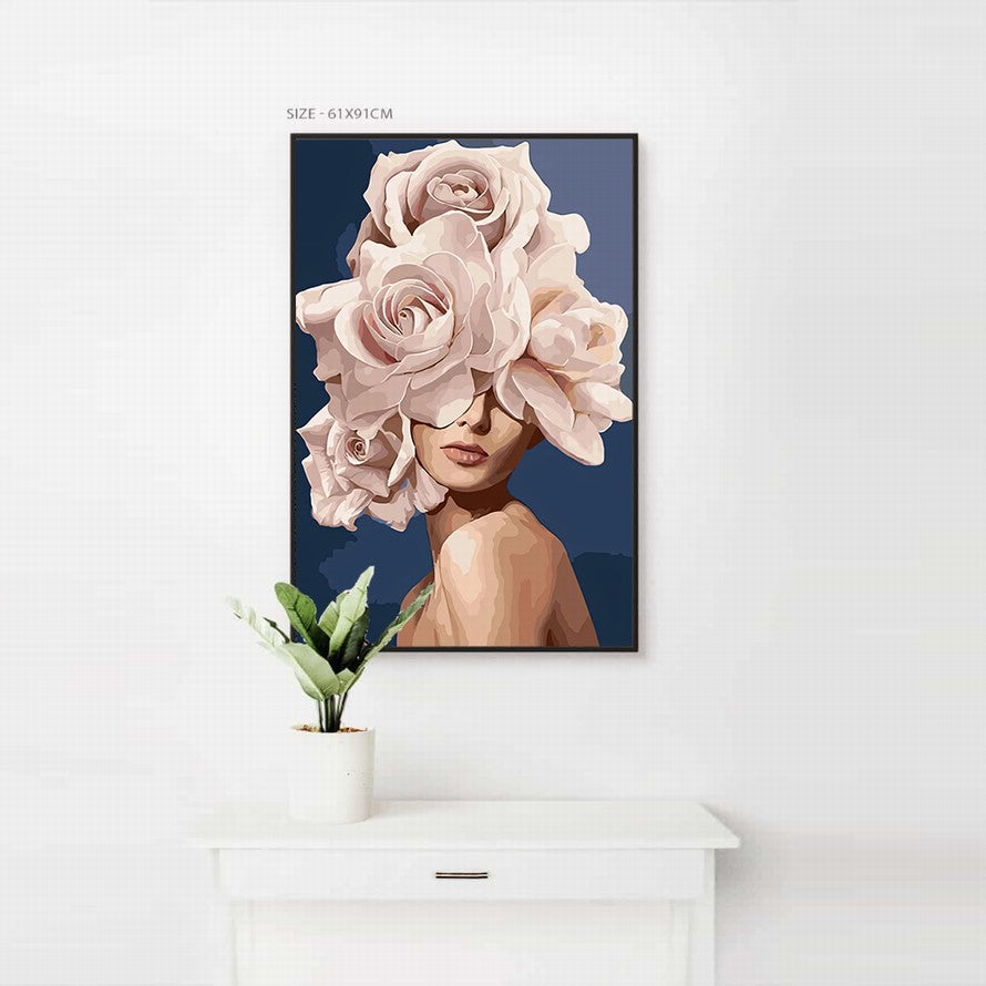 Pastel Pink Flower Blooms Oil Canvas