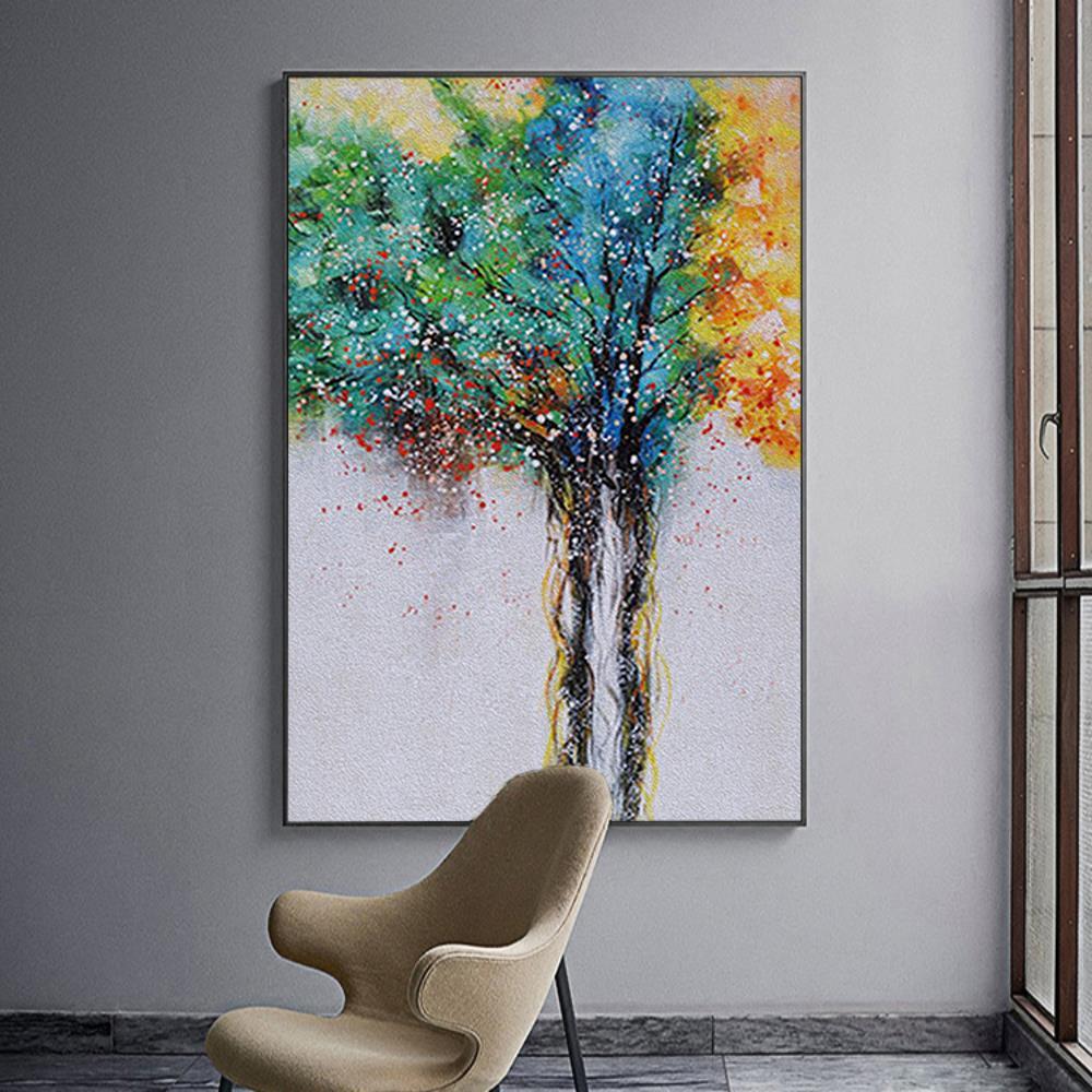 Dotted Clored Tree Home Decoration Canvas