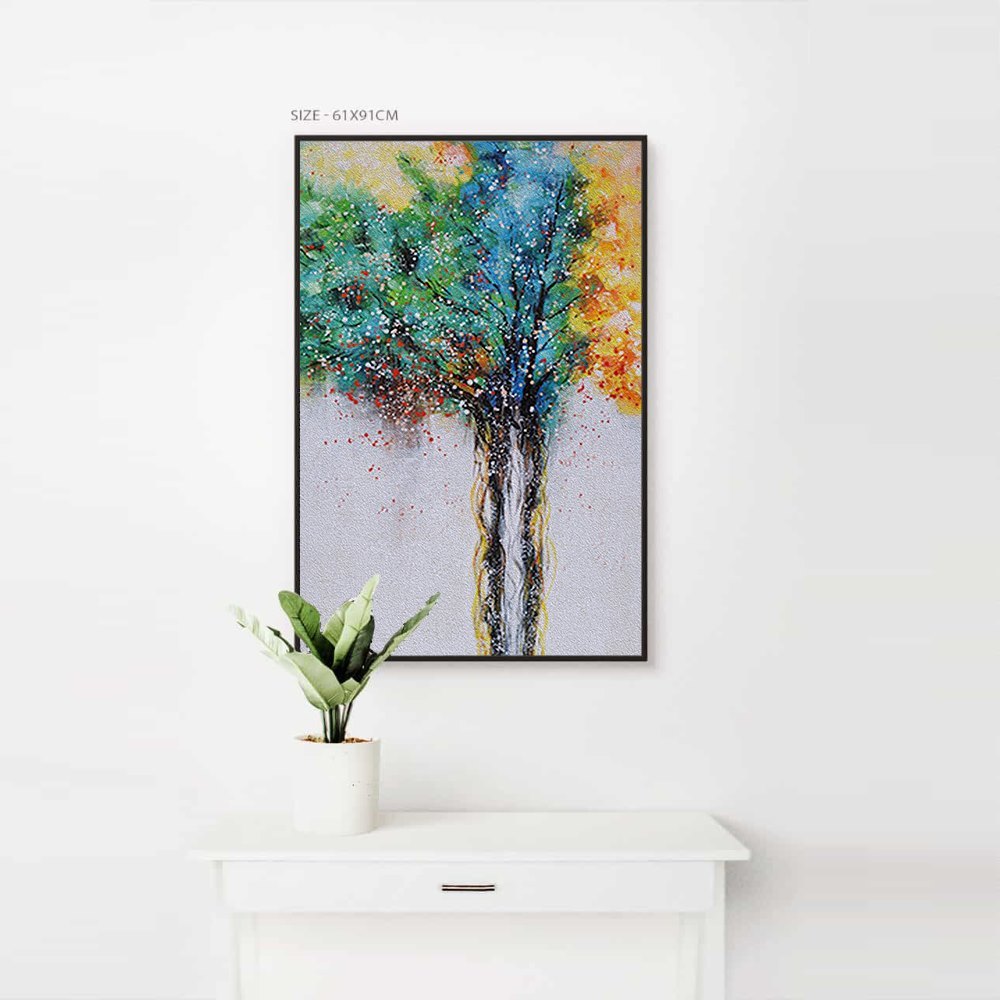 Dotted Clored Tree Home Decoration Canvas