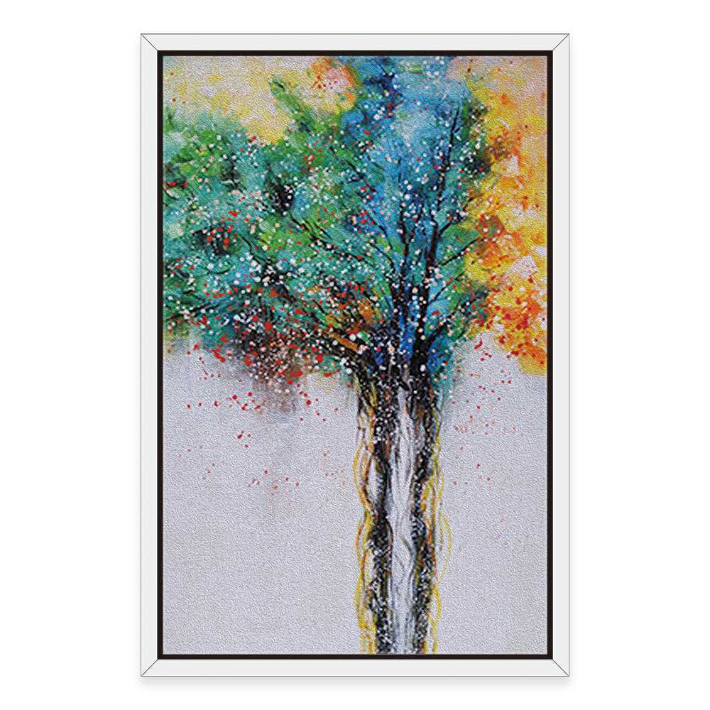 Dotted Clored Tree Home Decoration Canvas