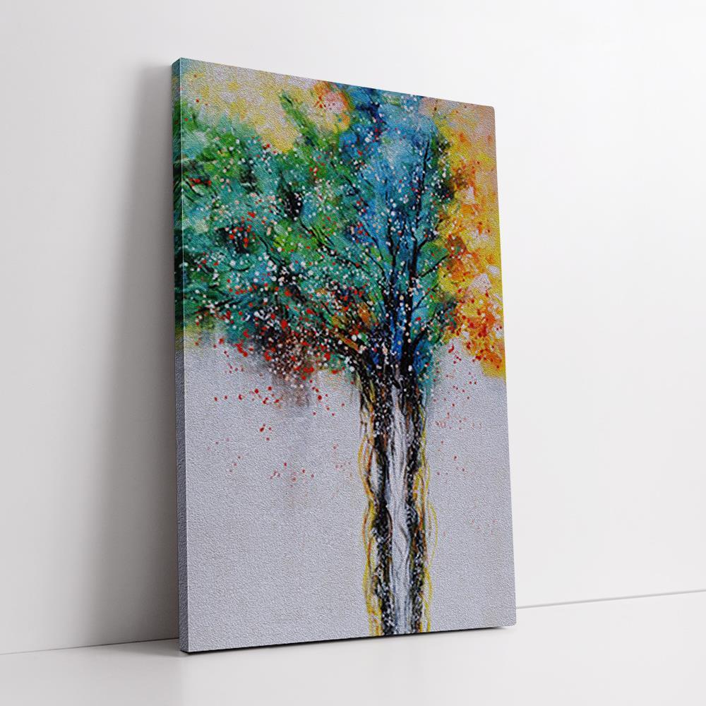 Dotted Clored Tree Home Decoration Canvas