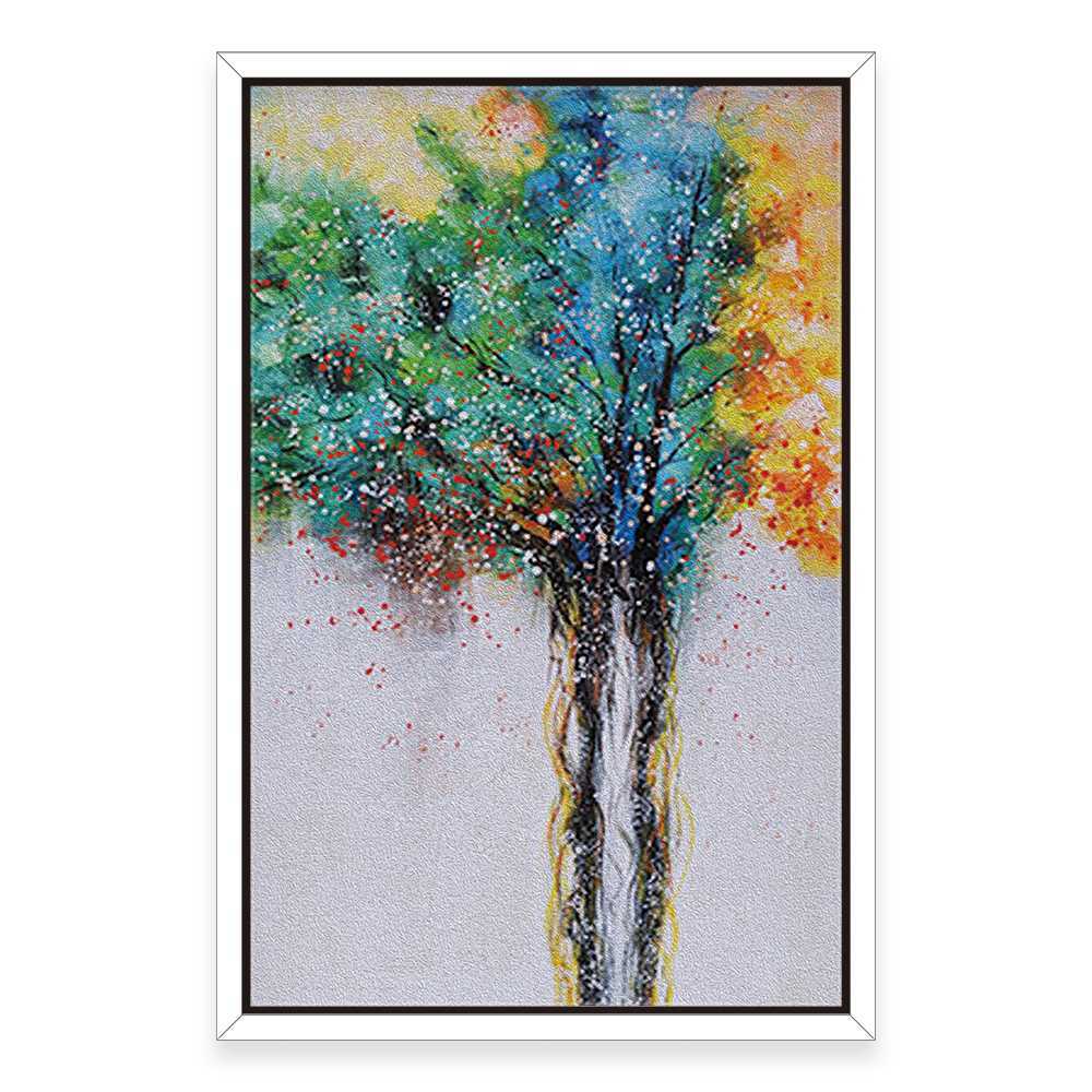 Dotted Clored Tree Home Decoration Canvas
