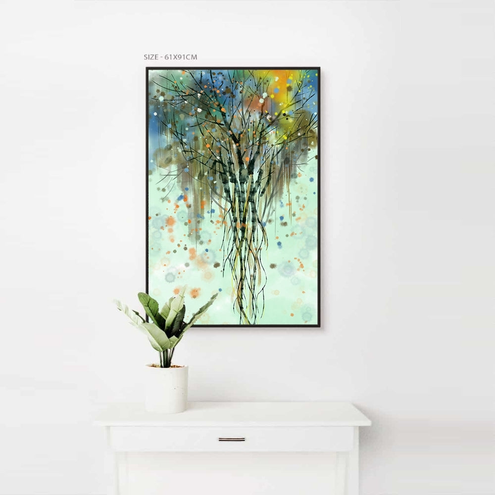 Multi Color Dotted Tree Home Decoration Canvas