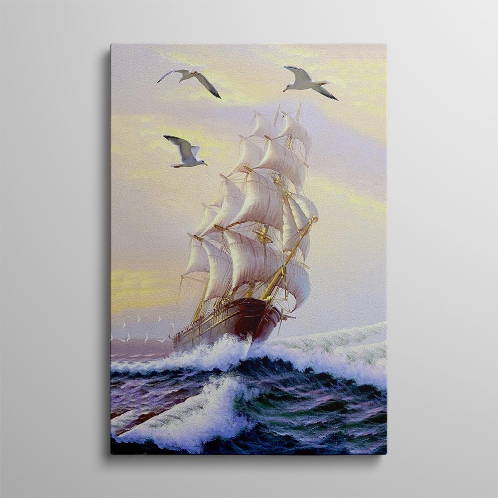 Ocean Waves and the Boat Home Decoration Canvas