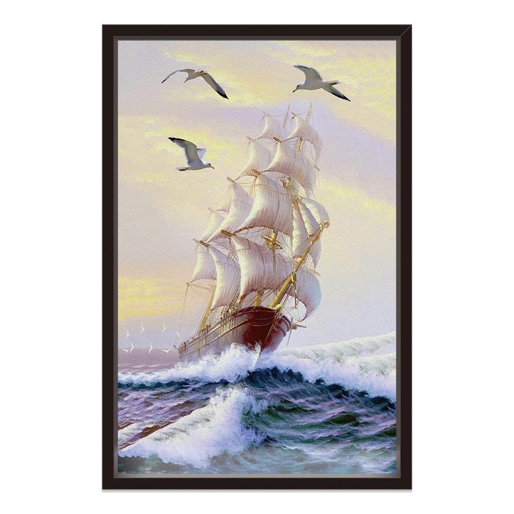 Ocean Waves and the Boat Home Decoration Canvas