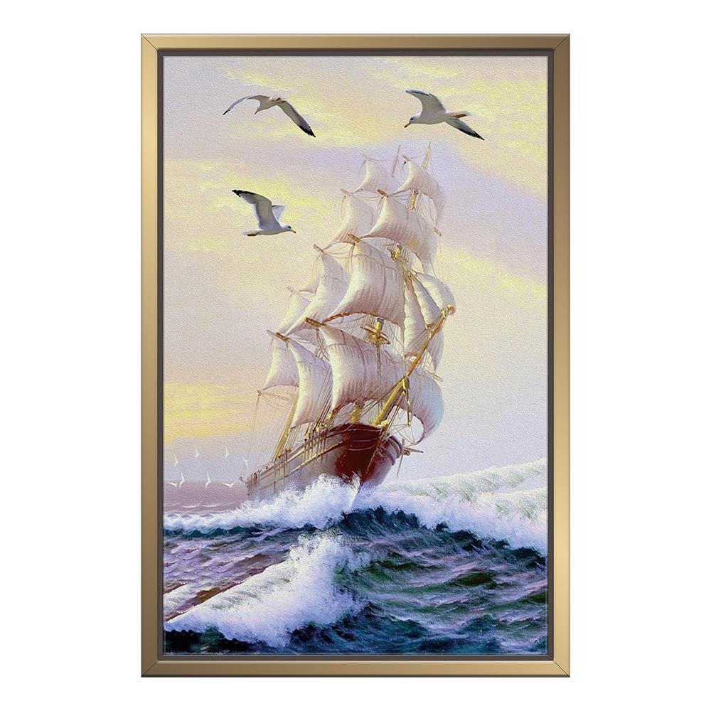Ocean Waves and the Boat Home Decoration Canvas